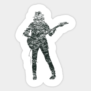 illustration of an abstract rock musician Sticker